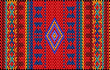  Latin Amerika 'daki insanların ve ülkelerin geleneksel bir süsü. Zengin renklerin dikkat ve zenginlik çektiği bir yer. Giysiler için kumaşlara işlenmiş kadın halıları. Nakışlar.