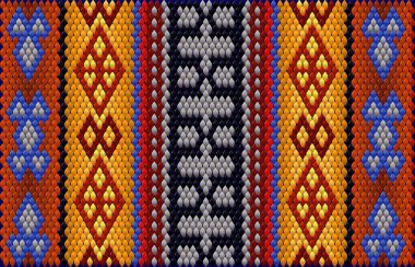  Latin Amerika 'daki insanların ve ülkelerin geleneksel bir süsü. Zengin renklerin dikkat ve zenginlik çektiği bir yer. Giysiler için kumaşlara işlenmiş kadın halıları. Nakışlar.