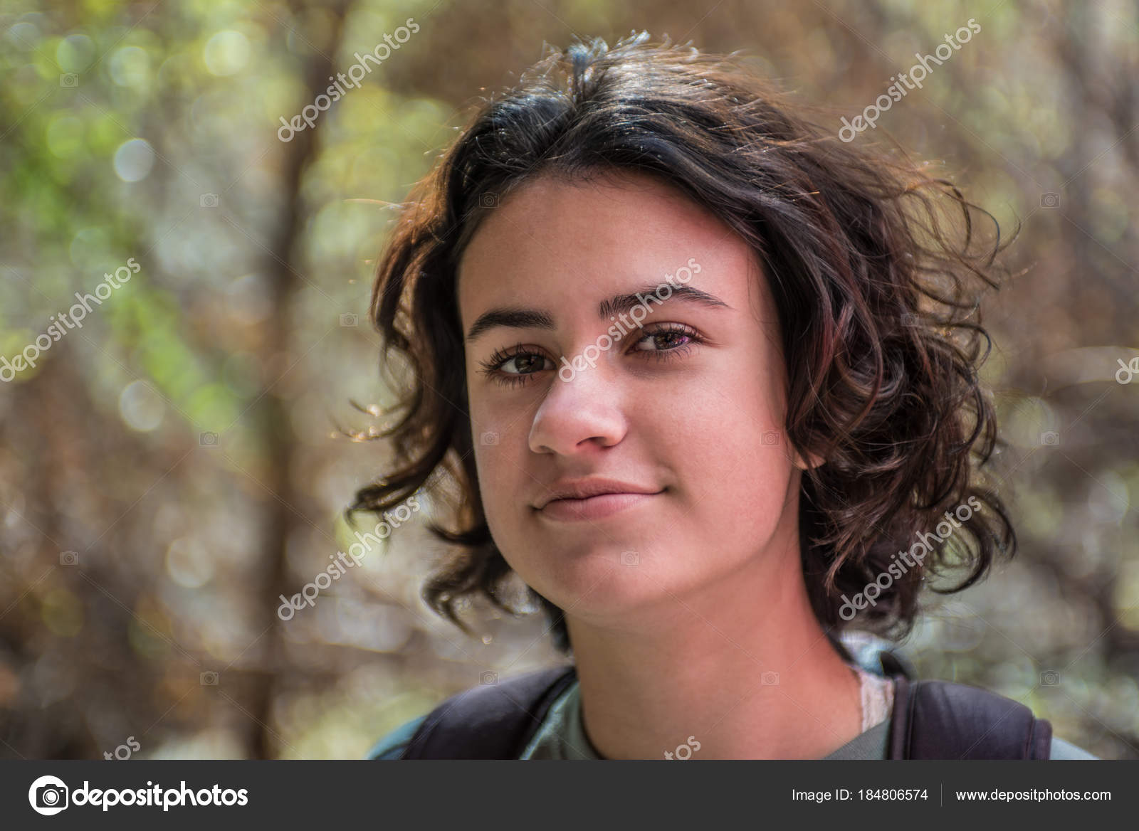 Young Teen Female Pretty Smooth Skin Dark Brown Hair Outdoor