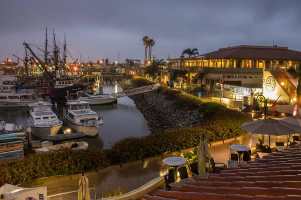 Looking Water Front Cafe Dive Shop Calm Morning Lights Winter — Stock Photo, Image