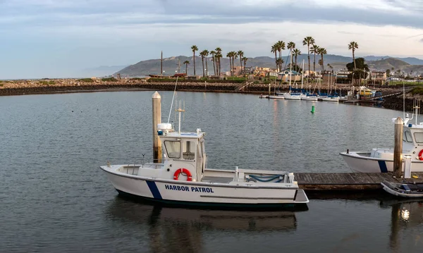 Barco Patrulla Del Puerto Policial Atracado Puerto Deportivo Listo Para —  Fotos de Stock