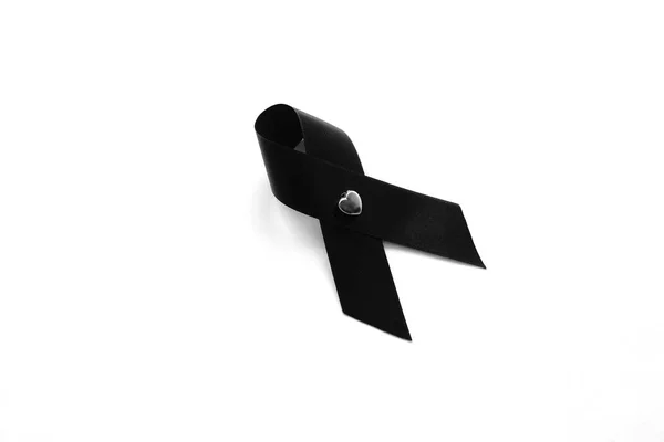 Black Ribbon, Black Ribbon for Mourning On White Background
