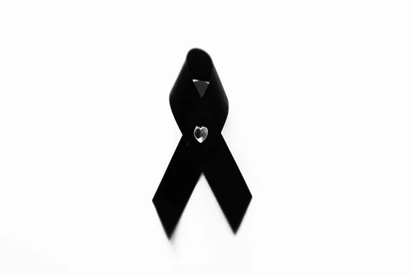 Black Ribbon, Black Ribbon for Mourning On White Background — Stock Photo, Image