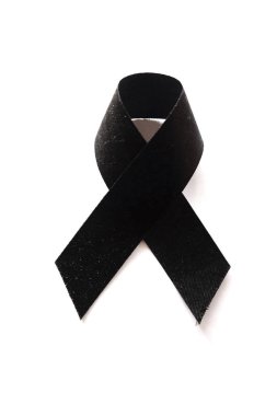 Şerit, yas beyaz arka planda siyah kurdele siyah 