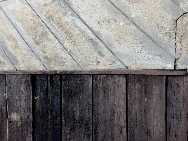 Polovinu z cementu a dřevěné textury pozadí — Stock fotografie