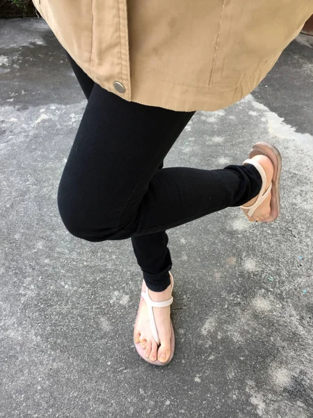 Female Black Pants and Footwear — Stock Photo, Image