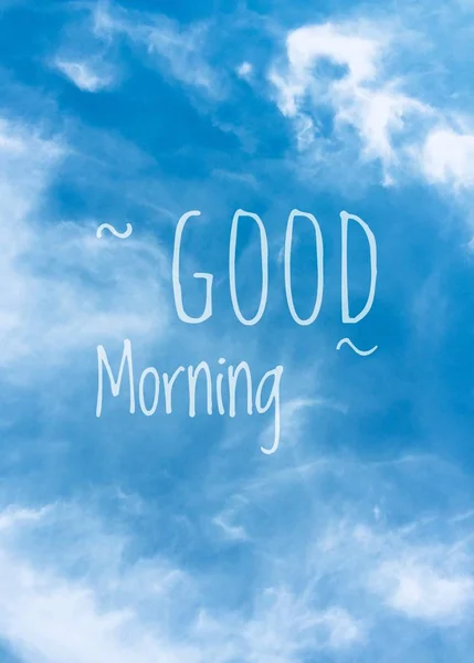 Buongiorno Massaggio Blue Sky Nuvole Sullo Sfondo Ottimo Qualsiasi Uso — Foto Stock