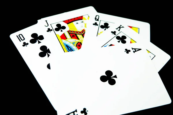Playing Cards Game Isolated Deck Play Card Black Background Great — Stock Photo, Image