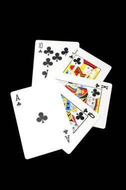 İskambil izole. Beş iskambil poker siyah siyah sembolü büyük herhangi bir kullanım için arka plan.