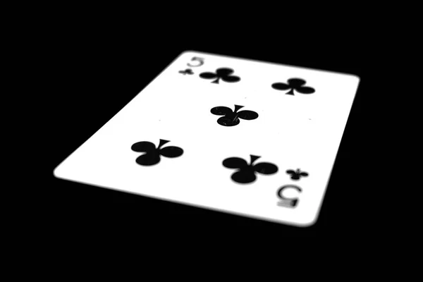 Playing Card Black Five Isolated Black Background Great Any Use — Stock Photo, Image