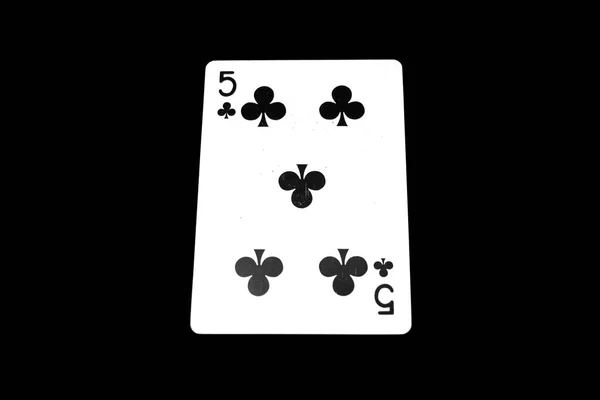 Playing Card Black Five Isolated Black Background Great Any Use — Stock Photo, Image