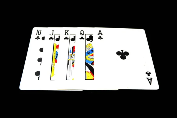 Изолированная Игральная Карта Пять Игральных Карт Черного Символа Покера Черном — стоковое фото