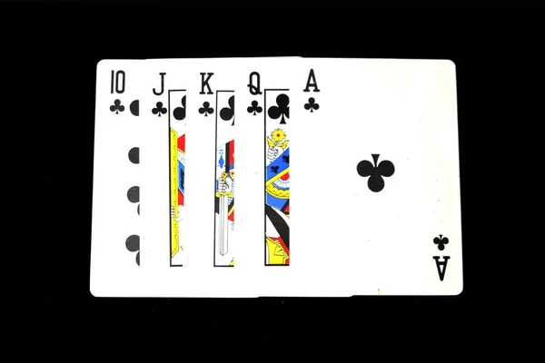 Kart Gry Białym Tle Pięć Kart Gry Czarny Symbol Dla — Zdjęcie stockowe