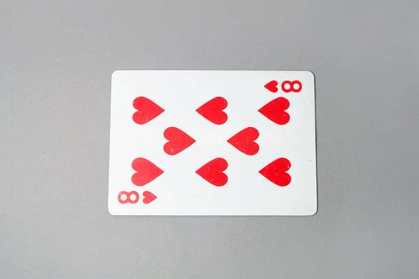 Ocho Cartas Del Corazón Picas Rojas Jugando Carta Juego Aislado —  Fotos de Stock