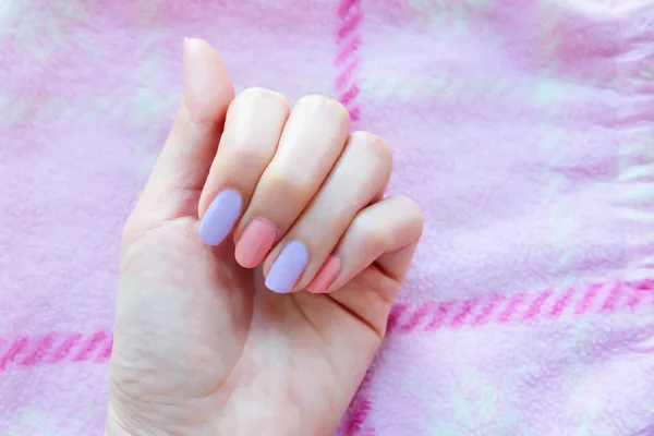 Mooie Roze Nagellak Vrouwelijke Handen Met Roze Nails Manicure Roze — Stockfoto