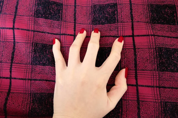 Ongle Manucure Rouge Beauté Avec Gel Polonais Main Femme Avec — Photo