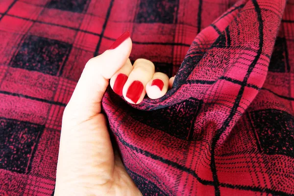 Schönheit Rote Maniküre Nagel Mit Gellack Frau Hand Mit Roten — Stockfoto