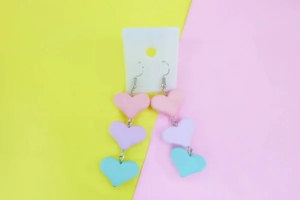 Boucle Oreille Heart Love Romance Bel Amour Avec Pastel Boucles — Photo