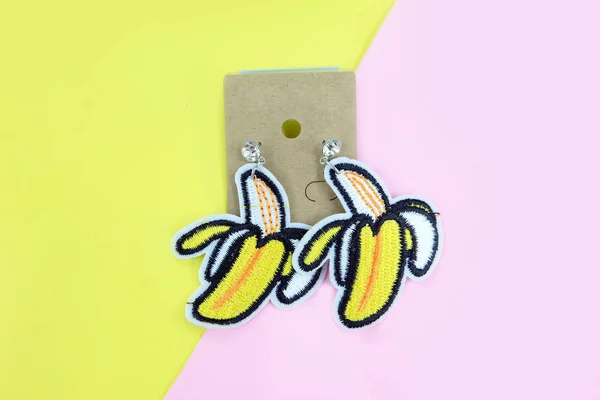 Banaan Earring Jewelry Fashion Accessoires Banaan Oorbellen Geïsoleerd Voor Vrouw — Stockfoto