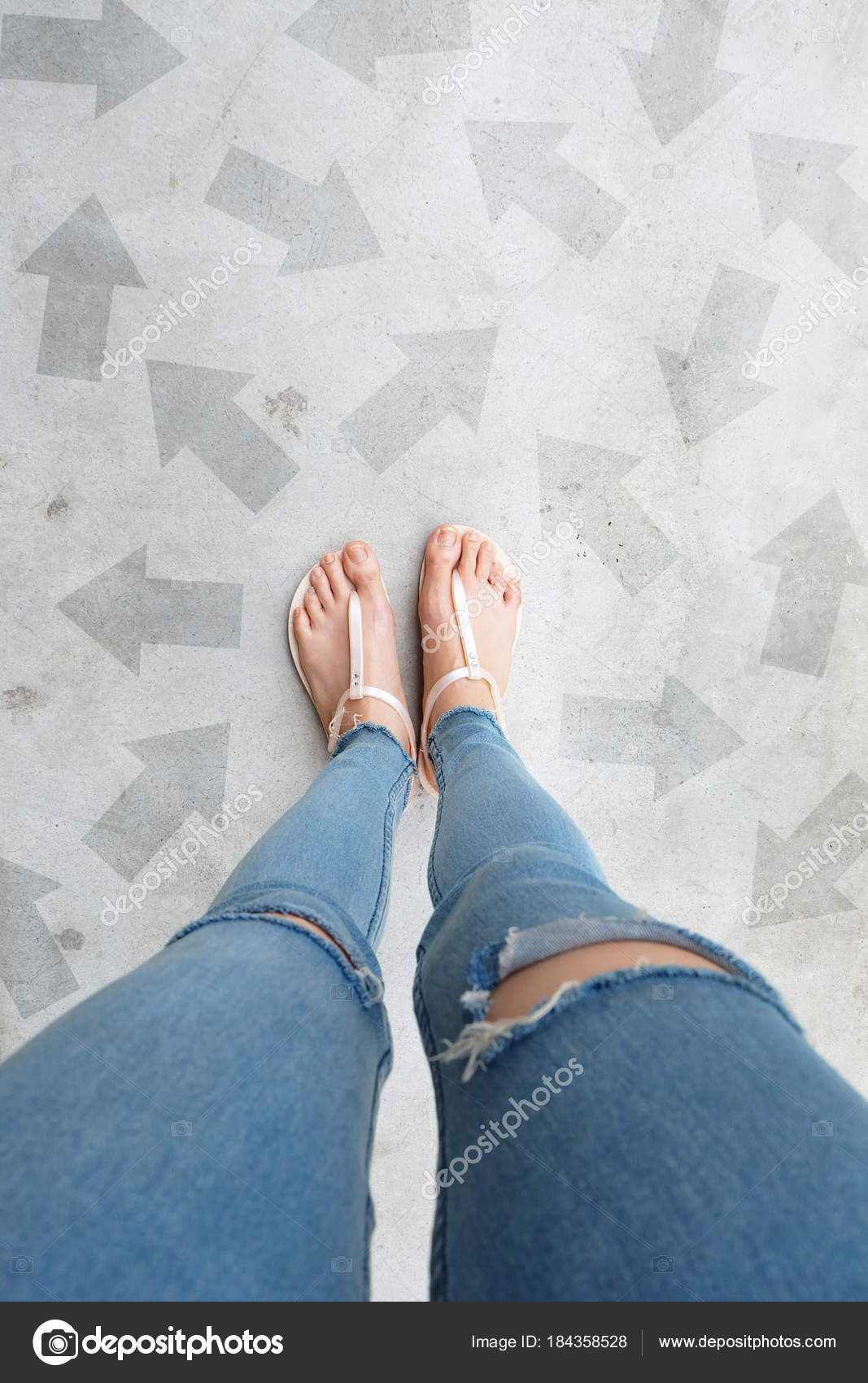 Selfie Zapatos Con Dirección Flechas Opciones Pies Sandalia Mujer