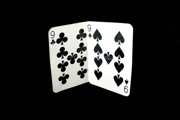九打牌的两个赌徒 老打牌九俱乐部孤立的黑色背景伟大的任何使用 — 图库照片