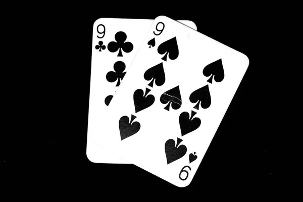 Zwei Von Neun Spielkarten Für Spieler Alte Spielkarten Neun Von — Stockfoto