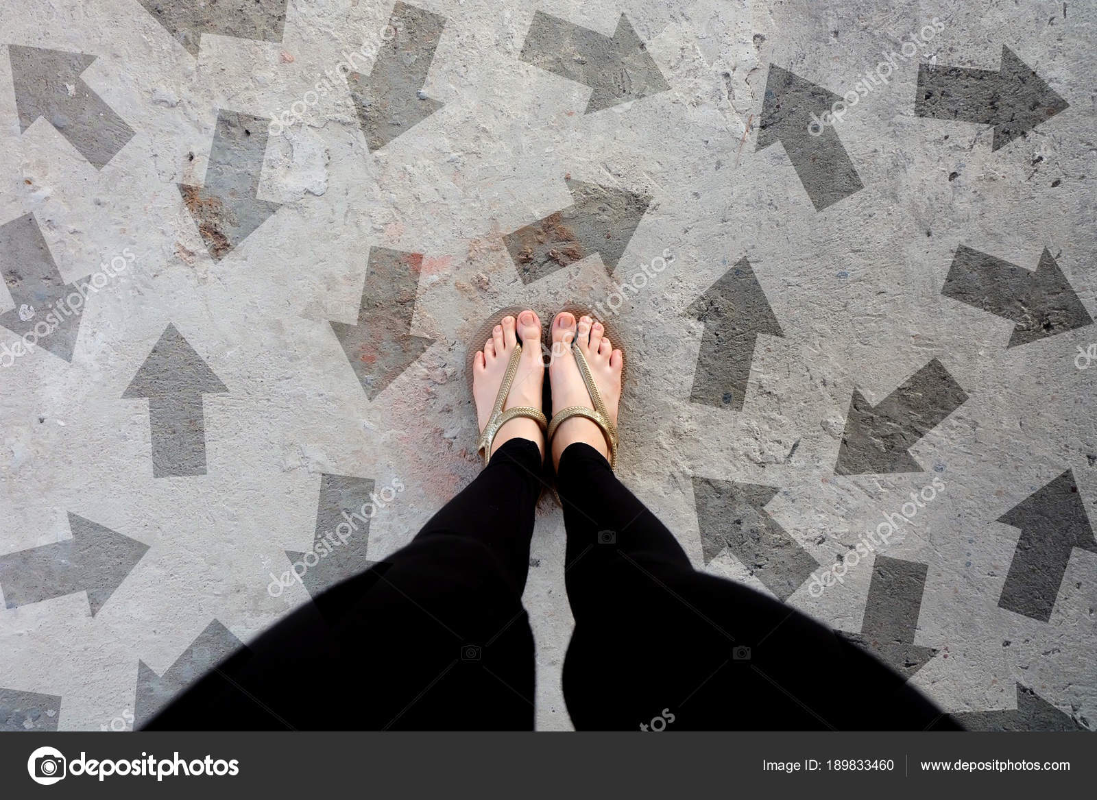 Gold Shoes Isolated On Concrete FloorTop View Woman Standing Is Feet Wearing Flip Flop Sandal The Cement Floor Background Great For Any Use Gold Shoes Isolated On Concrete FloorTop View Woman Standing Is Feet Wearing Flip Flop Sandal The Cement Floor Background Great For Any Use