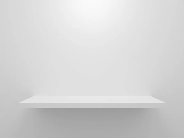 モックアップコンセプトのためのグレーのヴィンテージの背景テンプレートに隔離された白い小売店の棚 書店の壁の質感にぶら下がって空の本棚 ディスプレイ製品オブジェクト用の3Dレンダリングデザイン — ストック写真