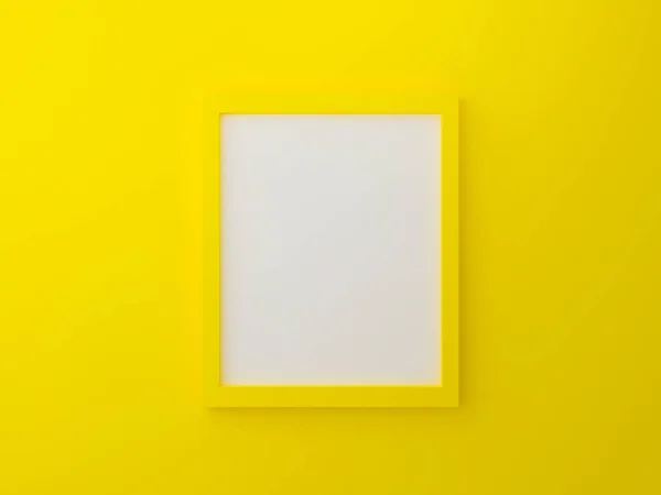 Yellow Blank Photo Frame Template Wall Καθιστούν Εικονογράφηση Κενή Καθαρή — Φωτογραφία Αρχείου