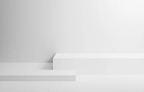 Duvar arkaplan dokusunda geometrik şekilli soyut beyaz. Web sitesinde gösterim ürünü için 3D tasarım. Gri sahne kompozisyon konseptiyle podyum. Sunum için platformlar ve maket.