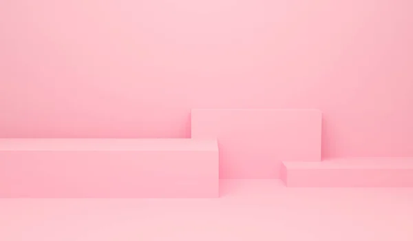 Astratto Rosa Sfondo Minimale Pavimento Con Forma Geometrica Disegno Rendering — Foto Stock