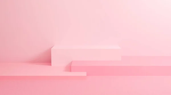带几何形状的墙体背景图 三维渲染设计的展示产品在网站上 粉红场景中的阴蒂概念 演示和模拟平台 创意最少 — 图库照片