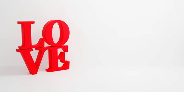 LOVE typography on white background texture for Happy valentine is day celebration. Red love 3d text logo design. New 3d rendering creative idea concept. Used for greeting card and banner on website.