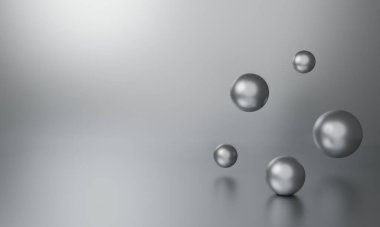 3d gümüş küre soyut arkaplan gradyanı ve web sitesindeki pankart, duvar kağıdı, kalıp ve etiket yansıması. Açık gümüş metal doku ya da parlak metalik. Boş beyaz ve gri arkaplan.