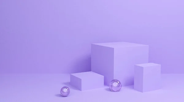Абстрактный Косметический Фон Фиолетовой Геометрической Формой Рендеринг Отображения Продукта Баннер — стоковое фото