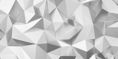 Stüdyo odasındaki soyut üçgen arka plan. Üç boyutlu gri üçgen desen tasarımı. Duvar kağıdı, arkaplan ve afiş için 3D tasarım. Tek renkli, dikişsiz geometrik şekiller. Gümüş metal dokusu.