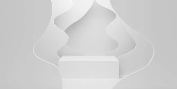 Witte Achtergrond Abstract Beursstand Blanco Leeg Podium Geïsoleerd Grijze Achtergrond — Stockfoto