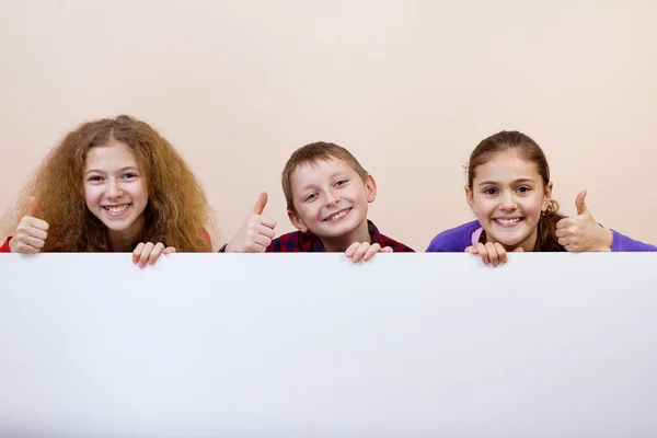 Happy smiling group of kids, friends, boys and girls, — Stock Photo, Image
