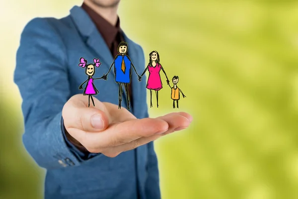 Familien-Lebens- und Vorsorgeversicherung, Schutz der Familie, Familienkonzepte — Stockfoto