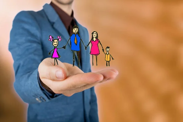 Familien-Lebens- und Vorsorgeversicherung, Schutz der Familie, Familienkonzepte — Stockfoto