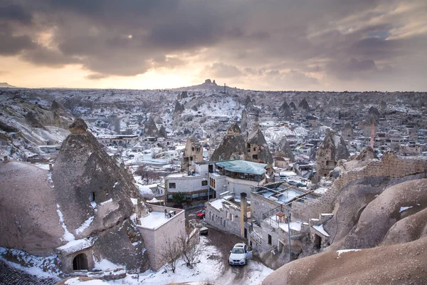 Capadocia sunset with snow in winter time — Stock Photo, Image