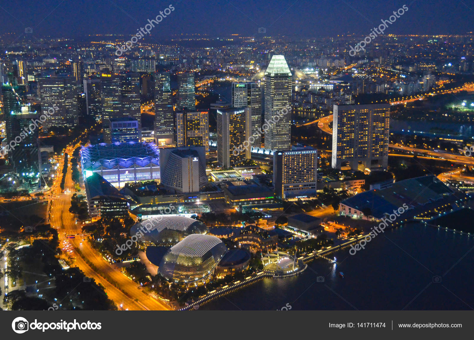 Singapore Skyline At Night Stock Editorial Photo C Mysokol