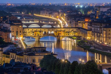 Gün batımından sonra Floransa manzarası Piazzale Michelangelo, Floransa, İtalya