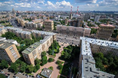 Moskova, Rusya - 19 Mart 2016: Gece görünümü Moscow City ticari bir ilçe merkezi Moskova, Rusya da anılan Moskova Uluslararası İş Merkezi.
