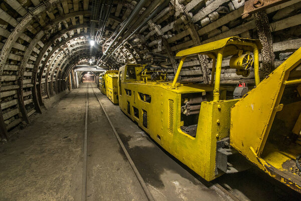 Illuminated, Underground Tunnel in the Mine