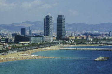 Salou Platja Llarga plaj sahil binanın son katında İspanya görünümünü