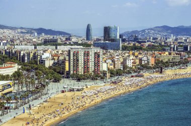 Salou Platja Llarga plaj sahil binanın son katında İspanya görünümünü