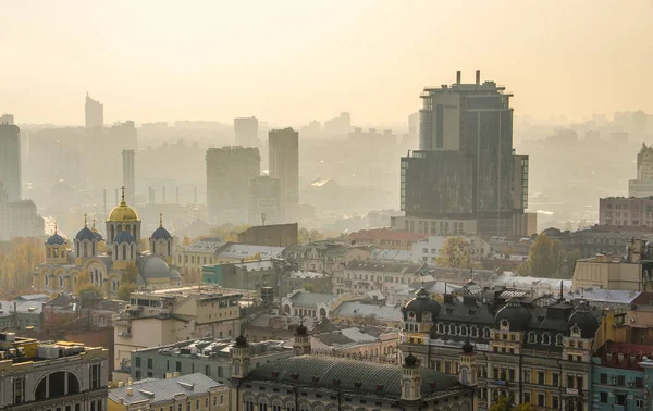 Під час заходу сонця Панорама Києва — стокове фото