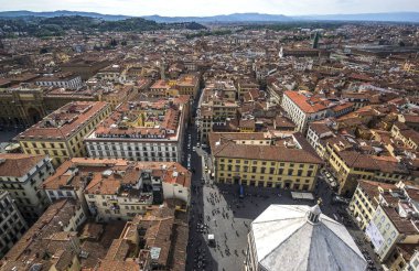 Cityscape Floransa - katedral kilise Santa Maria del Fiore güneşli gün, Floransa, İtalya ile eski şehir