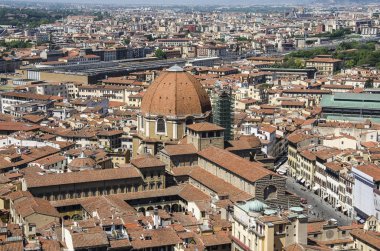 Palazzo Vecchio için çatılar eski şehir Floransa üst görünümünde Kulesi
